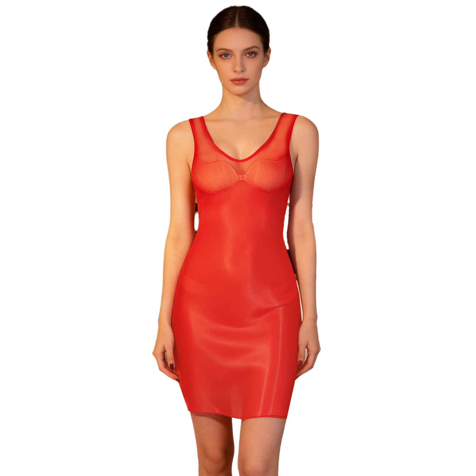 Womens Glossy Sheer Bodycon Dr - Babydoll Chemise Night review and price