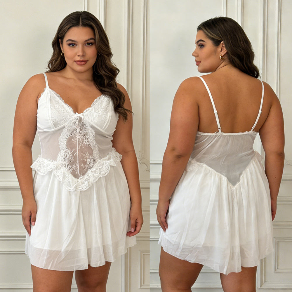 Sexy White Lace Floral Nightwe - Babydoll Chemise Night review and price