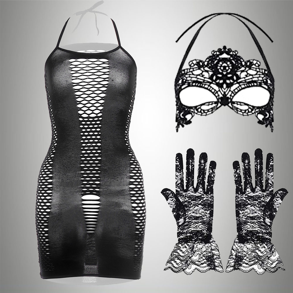 3 IN 1 Set Exotic Dress+Mesh J - Bodystocking Fishnet review and price