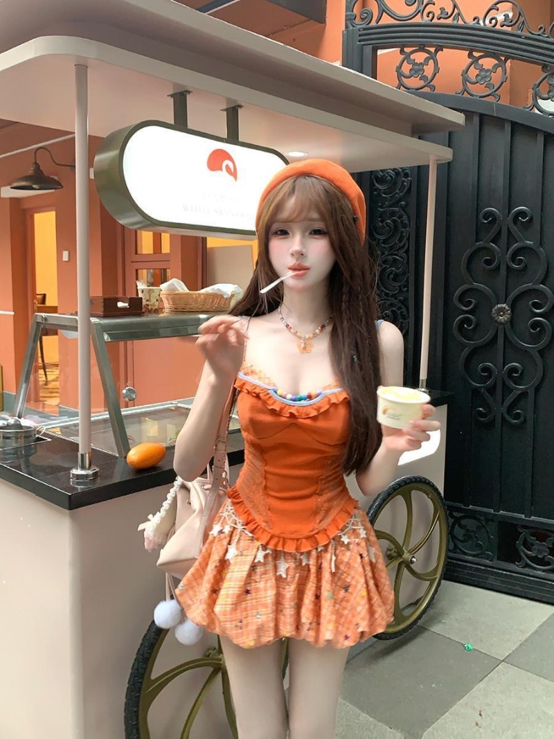 Summer New Orange Dopamine Swe - Cami Top Lace review and price