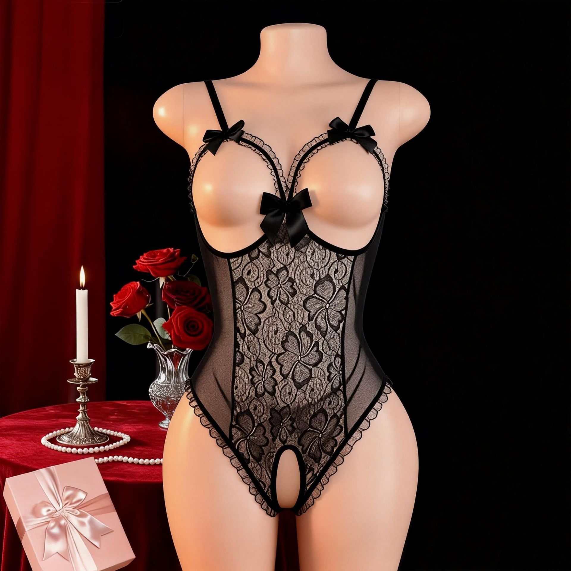 Women Sexy Open Bra Strap Ling - Babydoll Chemise Night review and price