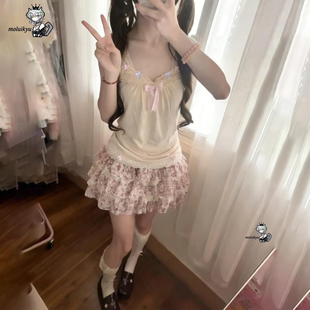 Women Y2K 2Pcs Outfit Set Lace - Cami Top Lace review and price