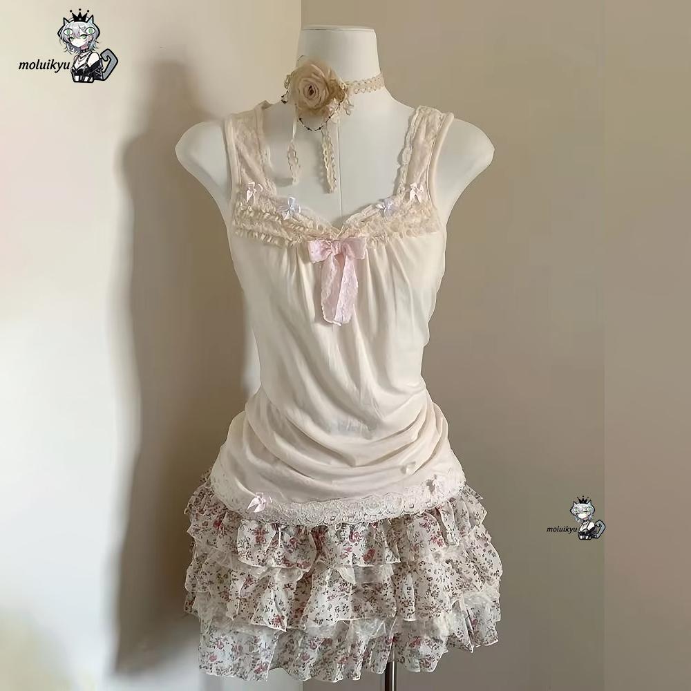 Women Y2K 2Pcs Outfit Set Lace - Cami Top Lace review and price