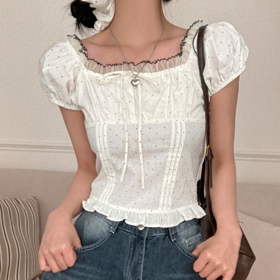 Summer Sweet Bubble Sleeve Pol - Corset Waist Cinch review and price