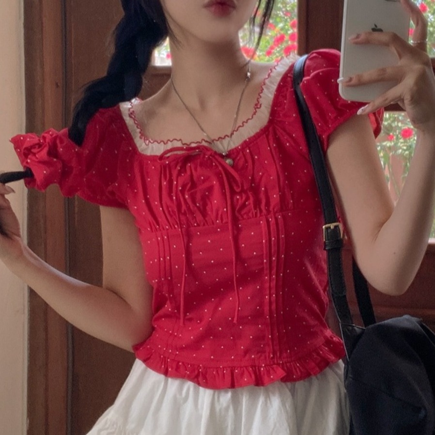 Summer Sweet Bubble Sleeve Pol - Corset Waist Cinch review and price