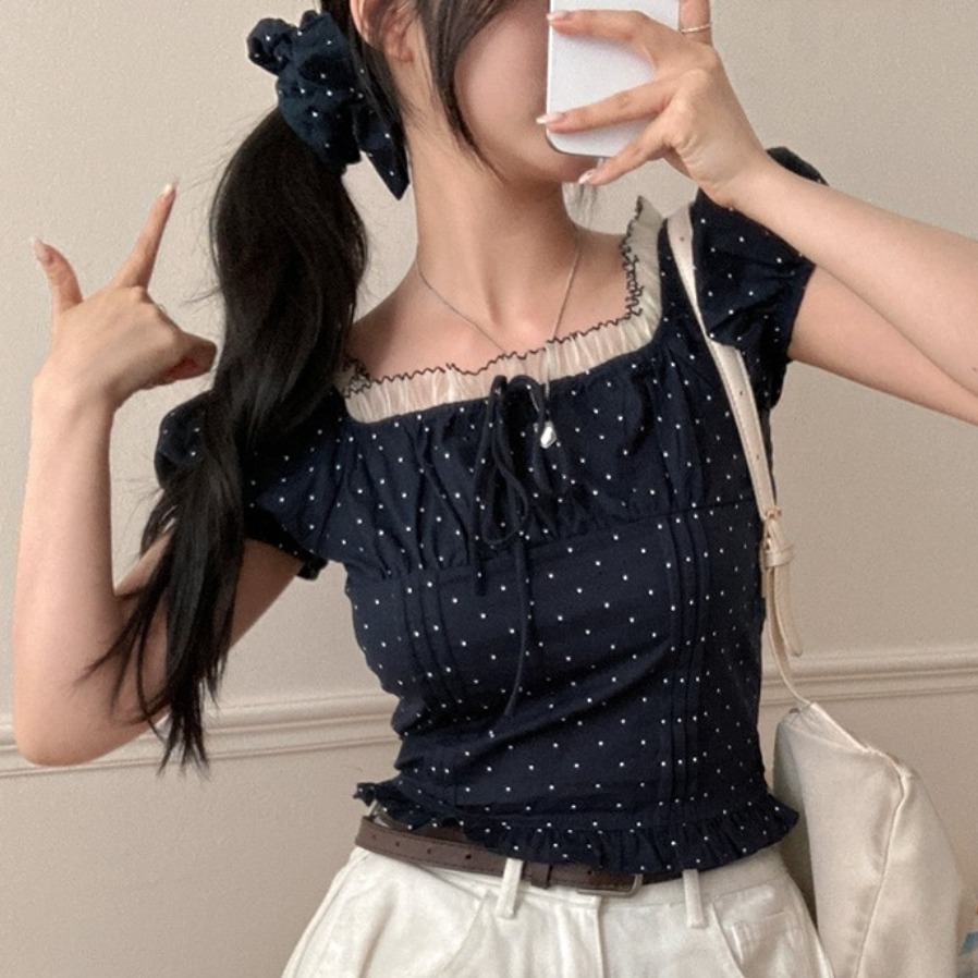 Summer Sweet Bubble Sleeve Pol - Corset Waist Cinch review and price
