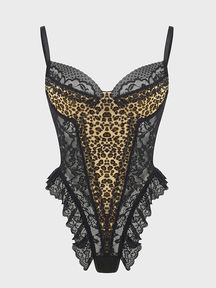 Sexy Lace Leopard Pattern Body - Shapewear Bodysuit Firm review and price