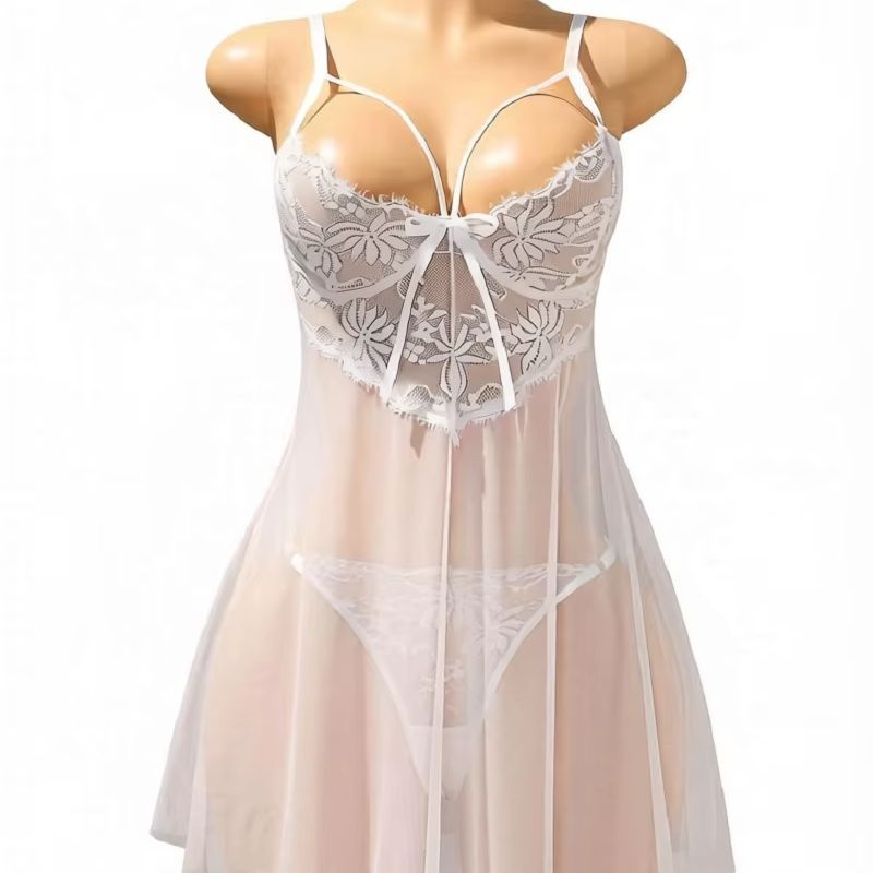 Women White Lace Babydoll Ling - Babydoll Chemise Night review and price