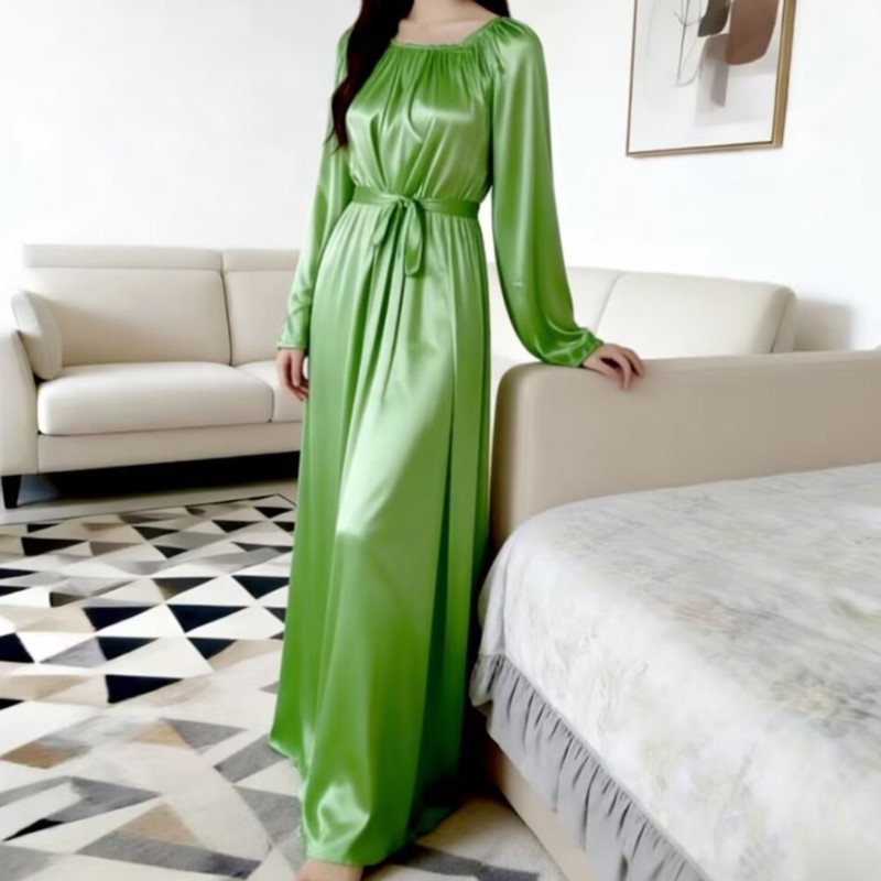 Glossy Ice Silk Night Robe Wit - Robe Silk Women review and price