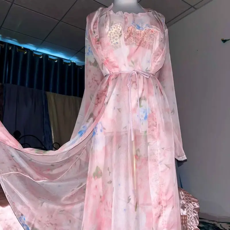 Pink Silk Printed See Through  - Robe Silk Women review and price