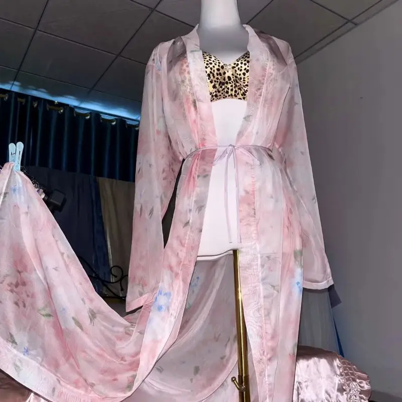 Pink Silk Printed See Through  - Robe Silk Women review and price