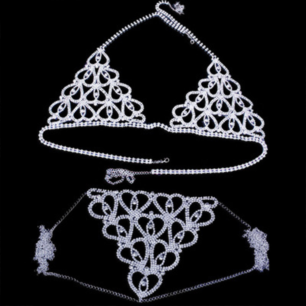 Fashion Rhinestone Heart Bra T - Thong Bikini Women review and price