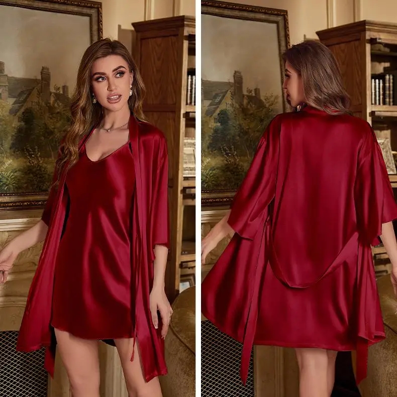 2PC Robe Suit Women Rayon Bath - Robe Silk Women review and price