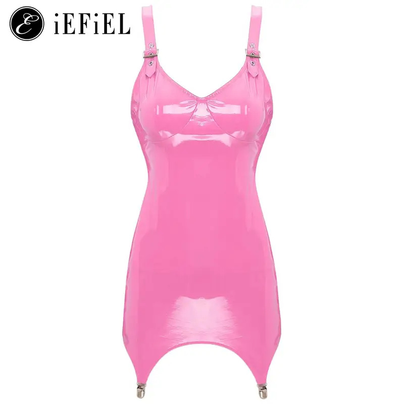 Womens Shiny Metallic PVC Leat - Babydoll Chemise Night review and price