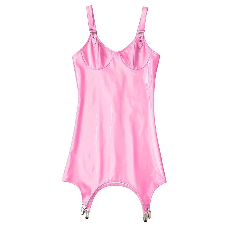 Womens Shiny Metallic PVC Leat - Babydoll Chemise Night review and price