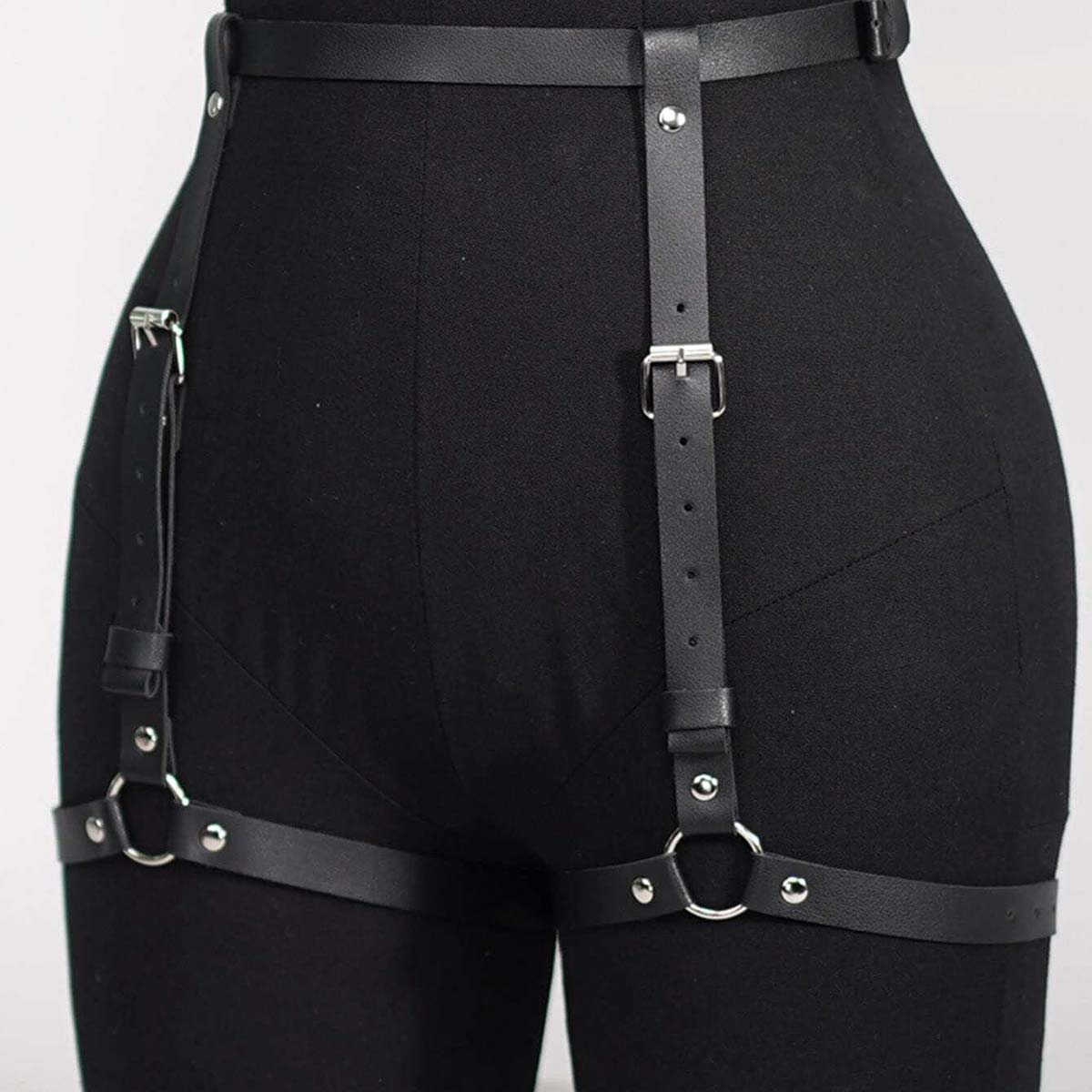 Oth Punk PU Leather Full Waist - Garter Belt Set review and price