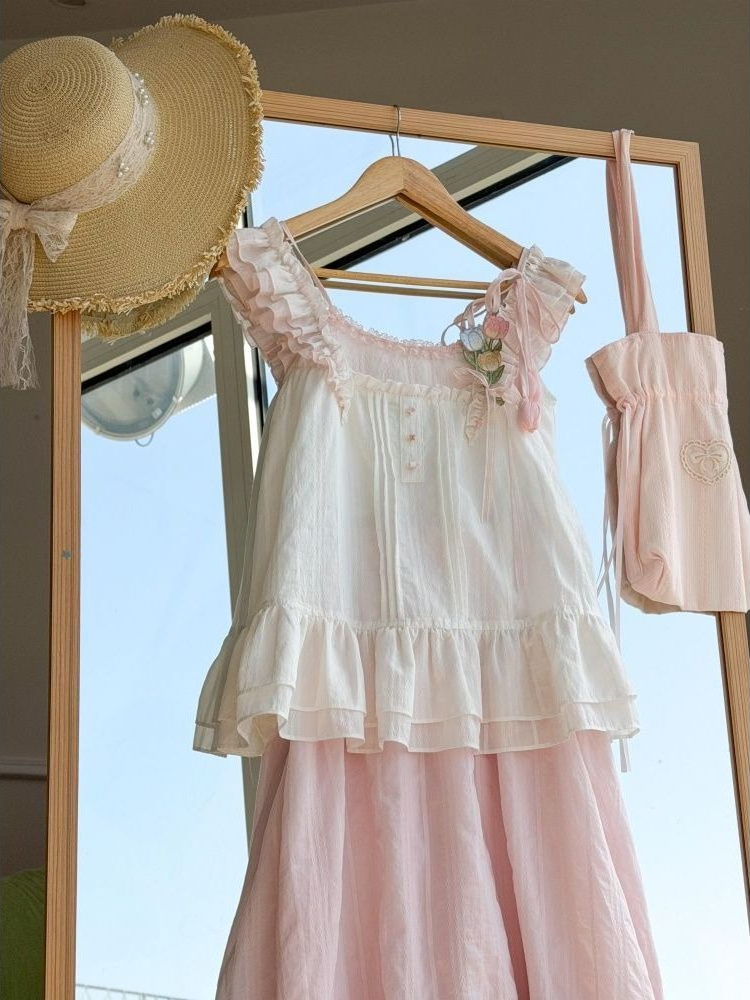 Sweet Kawaii Ruffle Trim Tulip - Cami Top Lace review and price